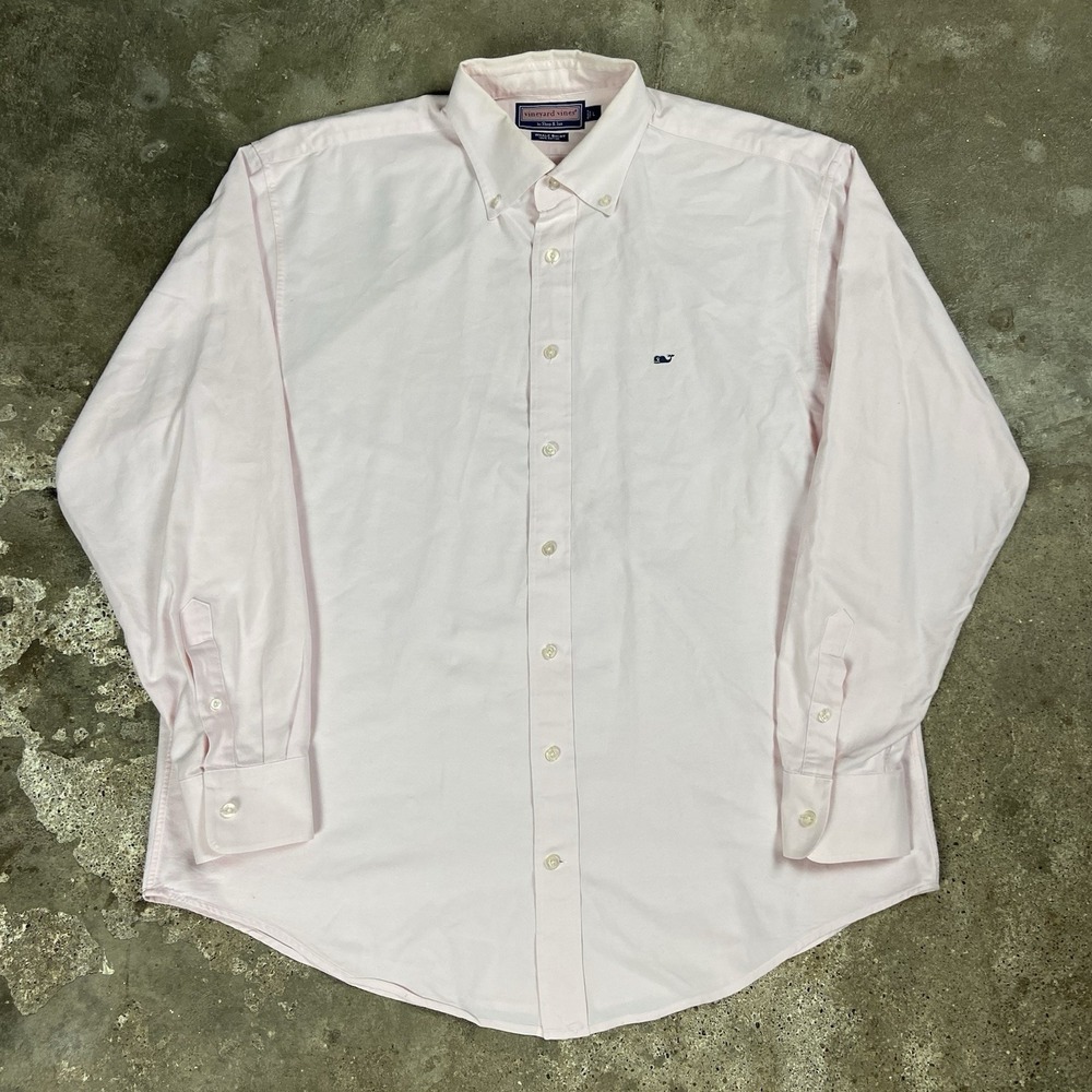 Vineyard‎ Vines Button Down Oxford Shirt Size Large Pink Whale Shirt Logo Casual
